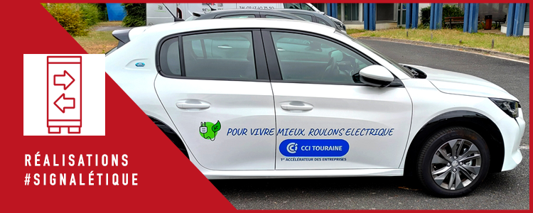 Petit covering pour la CCI Touraine afin de valoriser les énergies propres de leurs différents véhicules.