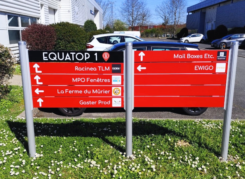 Découvrez notre réalisation pour EQUATOP : enseignes, panneaux, bi-mâts et plaques PMMA. Un projet global de signalétique d'entreprise.
