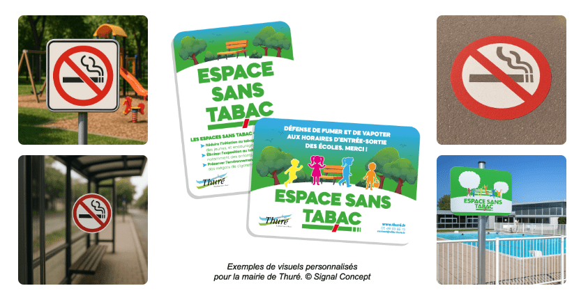 Nouvelle réglementation anti-tabac : panneaux, marquages et stickers pour être conforme dès juillet 2025 avec Signal Concept.